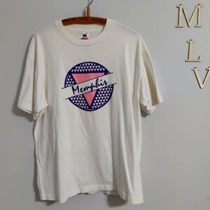 80s single stitch Memphis vintage tee shirt purple pink Vintage Elvis Beale St